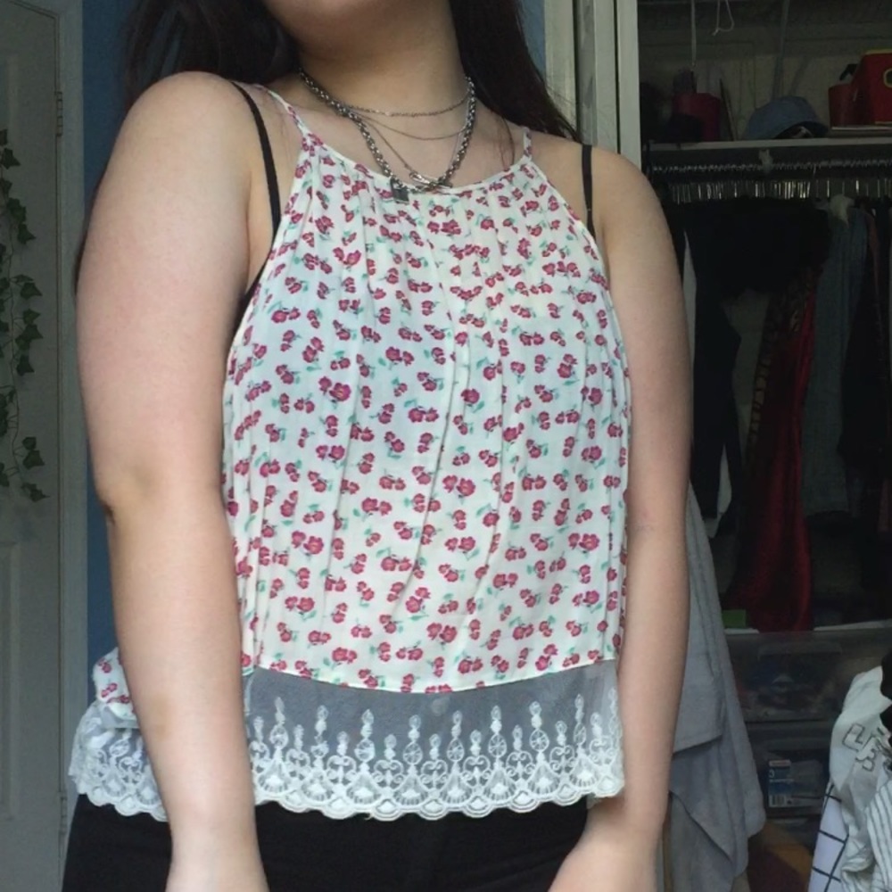 Floral lace cami top